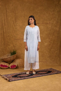 Trisha Chanderi Cotton Kurti- Blue