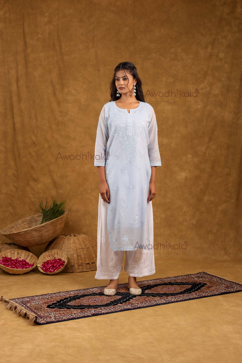 Trisha Chanderi Cotton Kurti- Blue