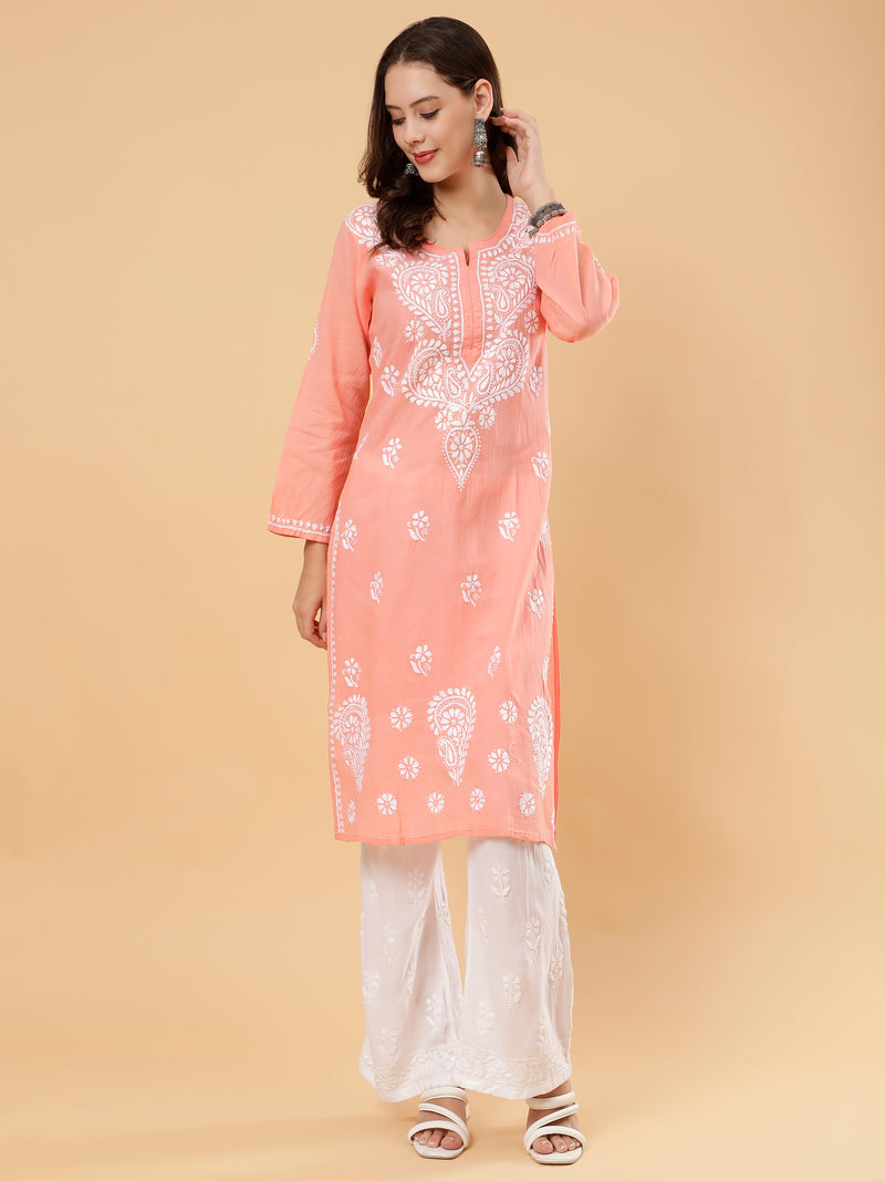 Myra Cotton Kurti- Peach