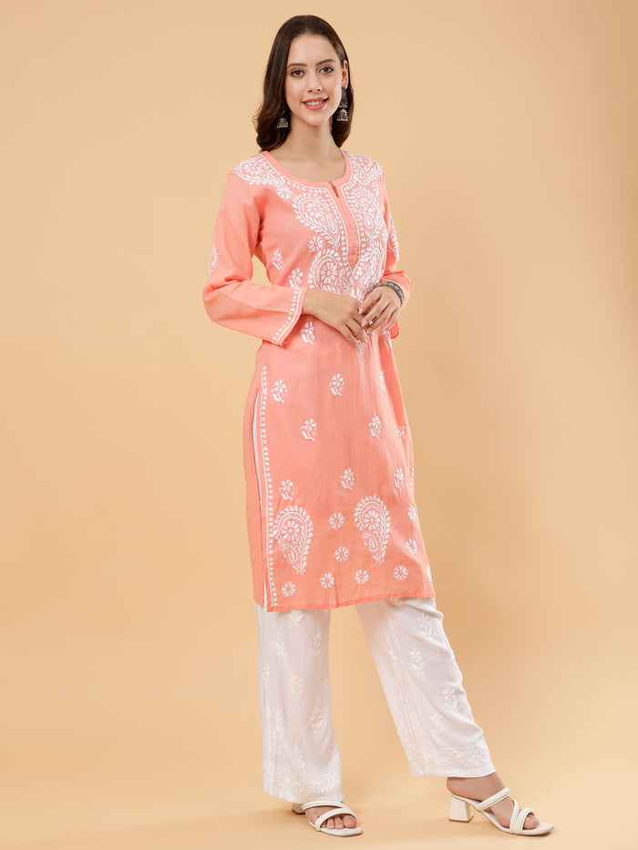 Myra Cotton Kurti- Peach