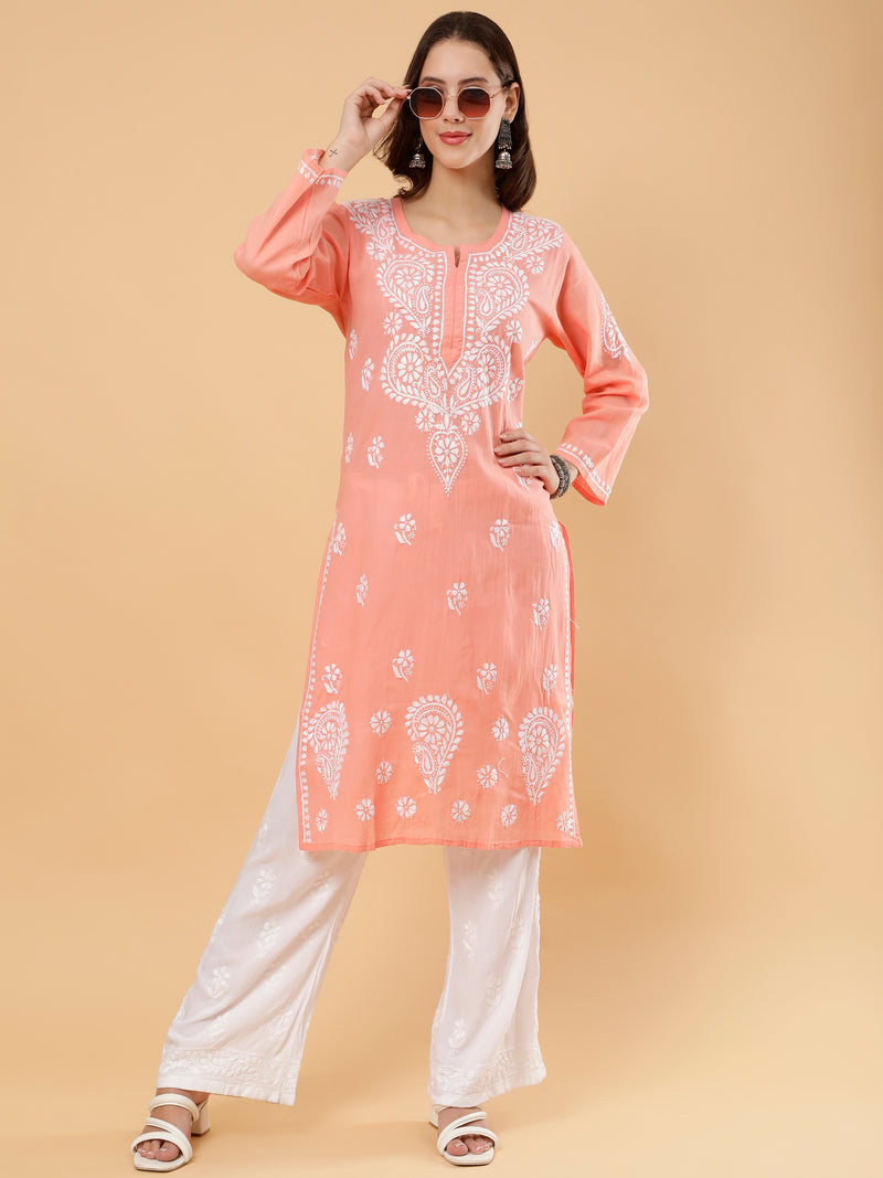 Myra Cotton Kurti- Peach