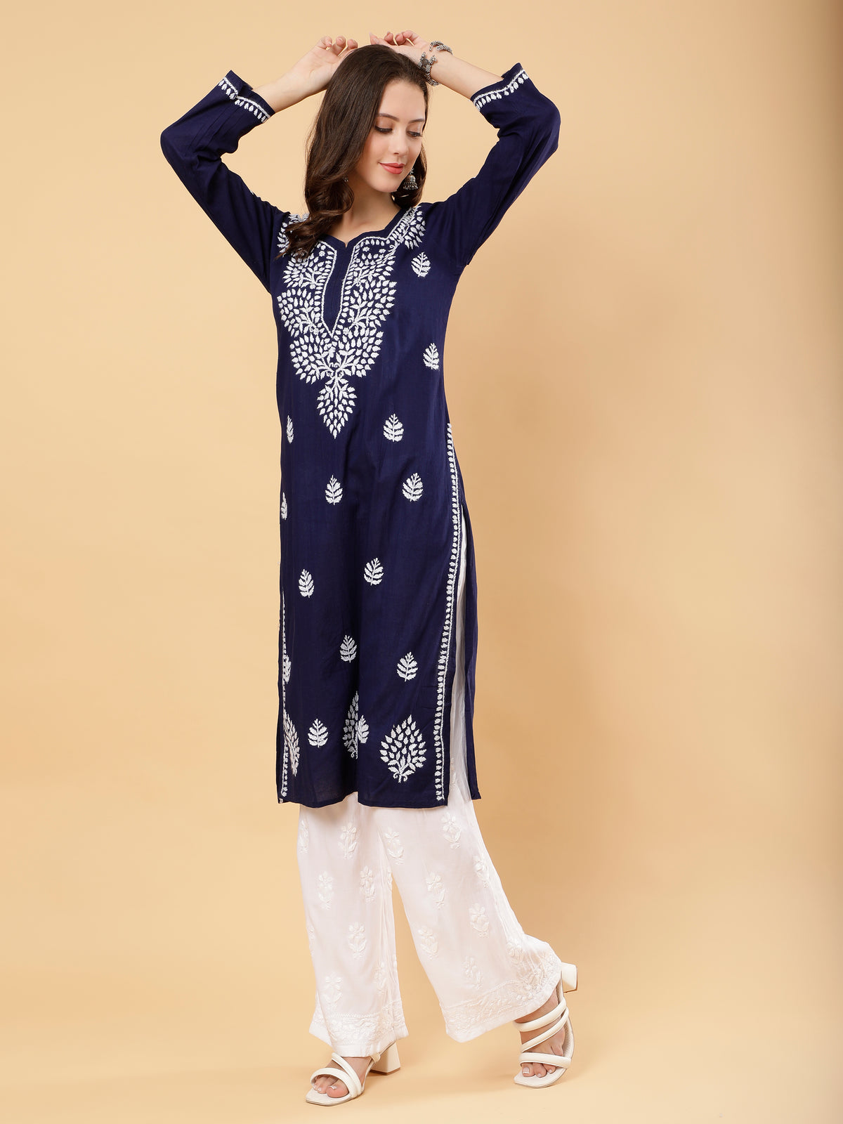 Myra Cotton Kurti- Navy Blue