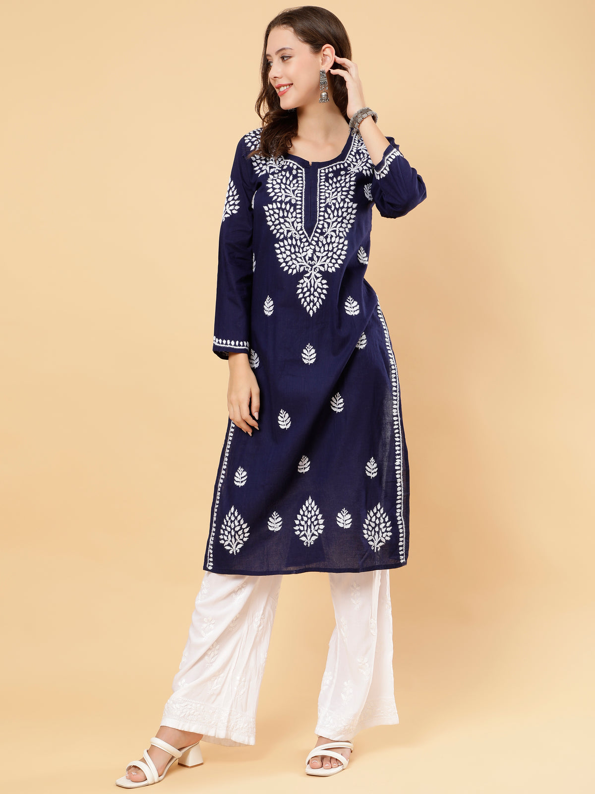 Myra Cotton Kurti- Navy Blue