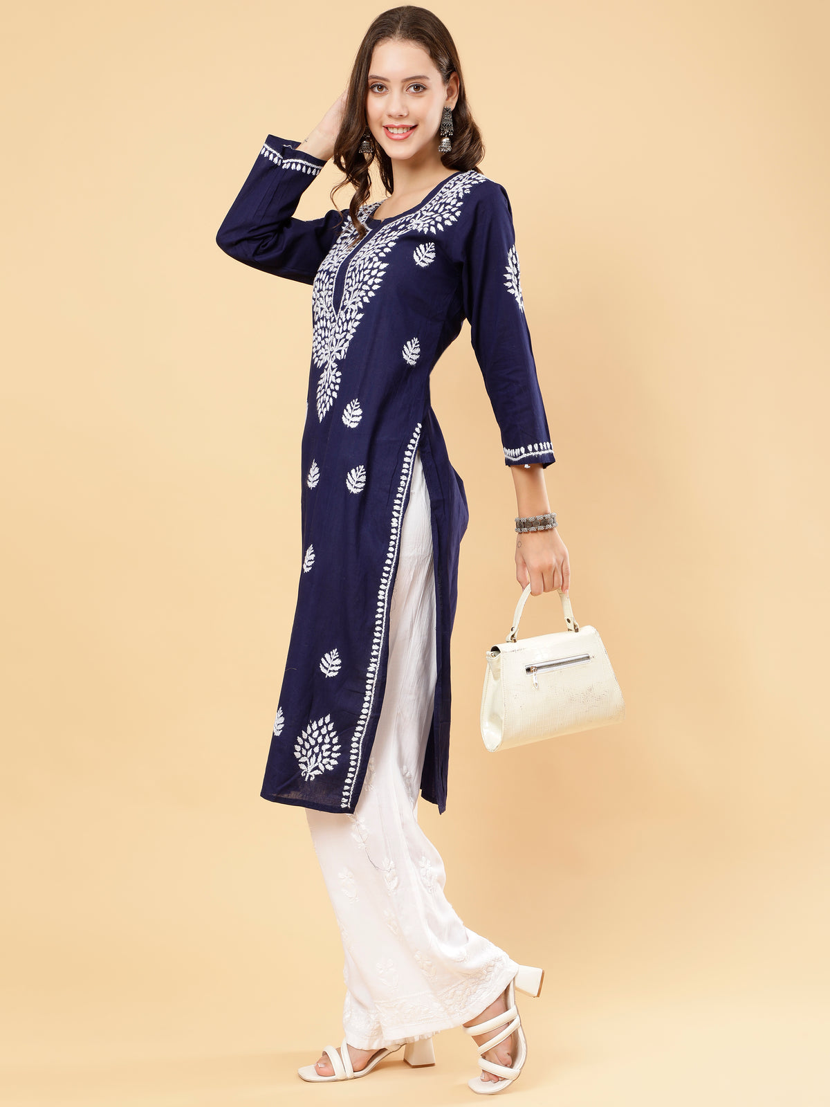 Myra Cotton Kurti- Navy Blue