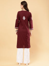 Myra Cotton Kurti- Wine