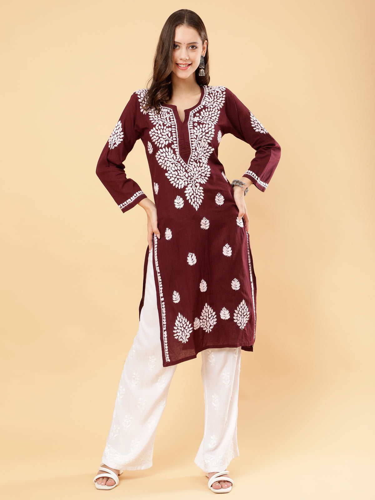 Myra Cotton Kurti- Wine