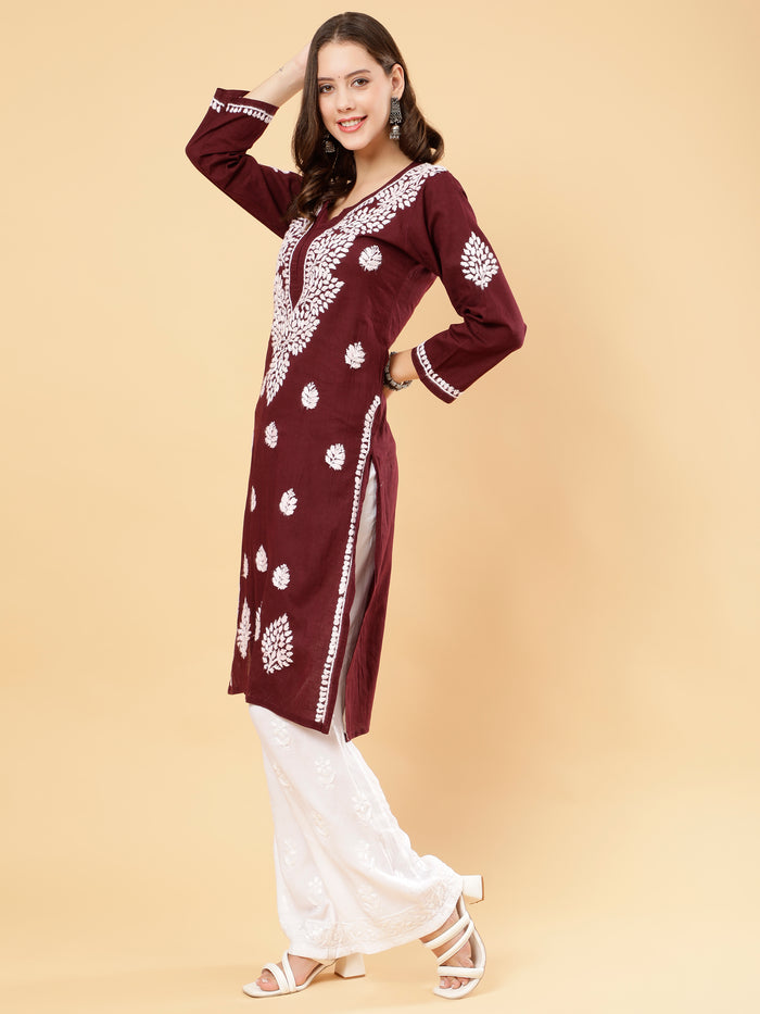 Myra Cotton Kurti- Wine