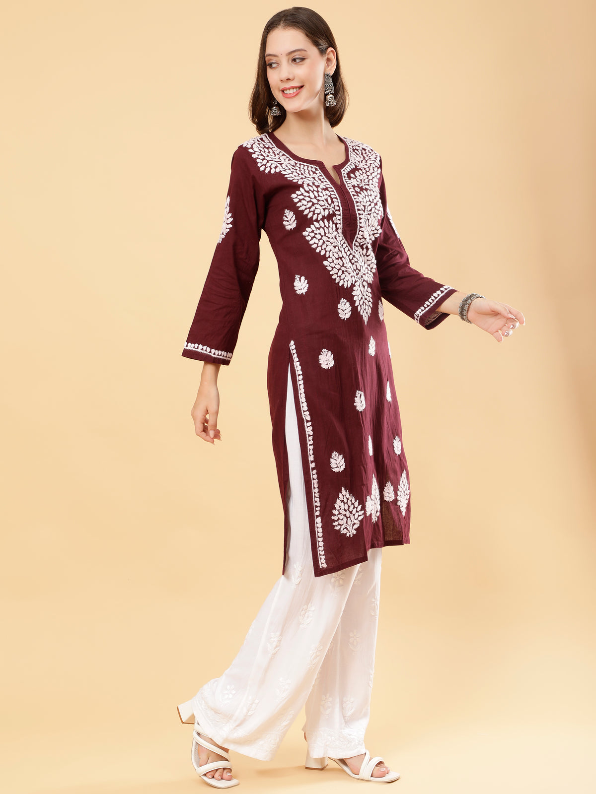 Myra Cotton Kurti- Wine