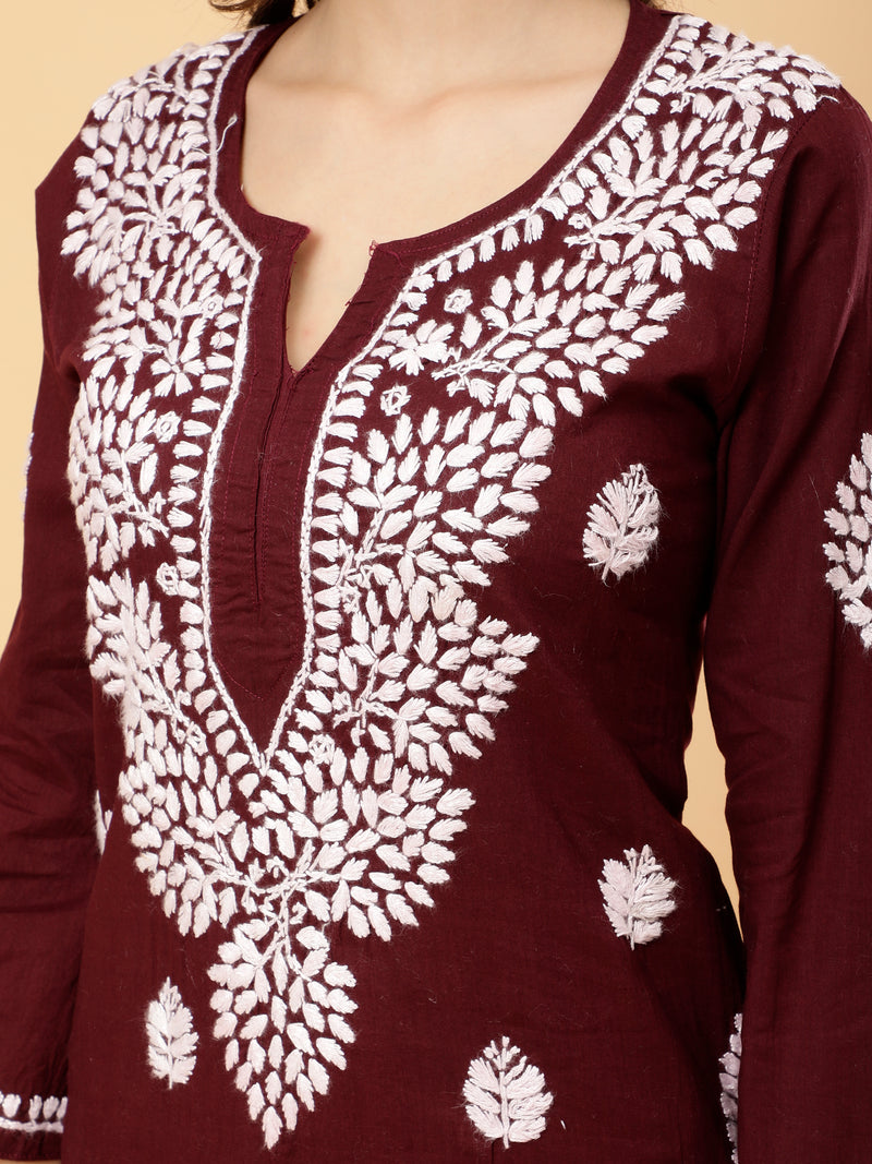 Myra Cotton Kurti- Wine