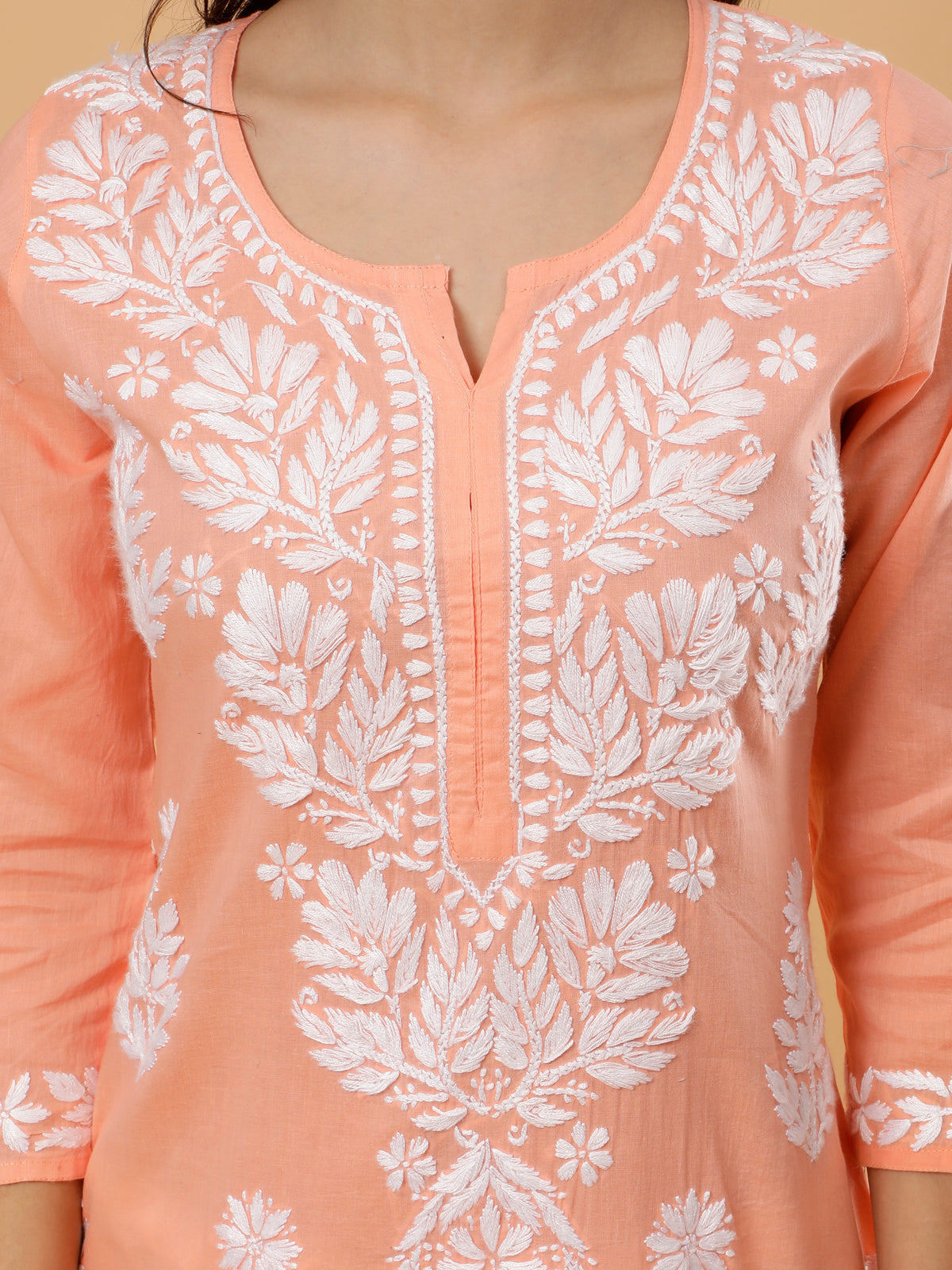 Kiara Cotton Kurti- Peach