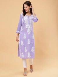 Kiara Cotton Kurti- Lavender