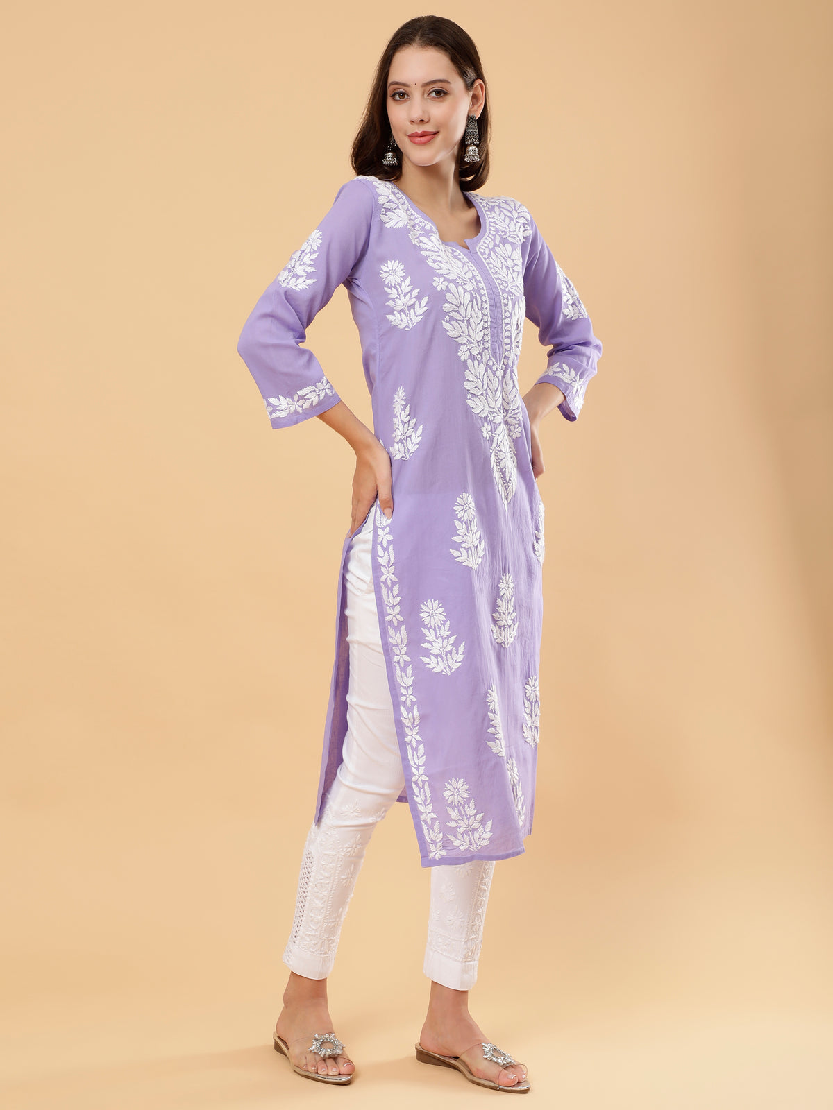 Kiara Cotton Kurti- Lavender