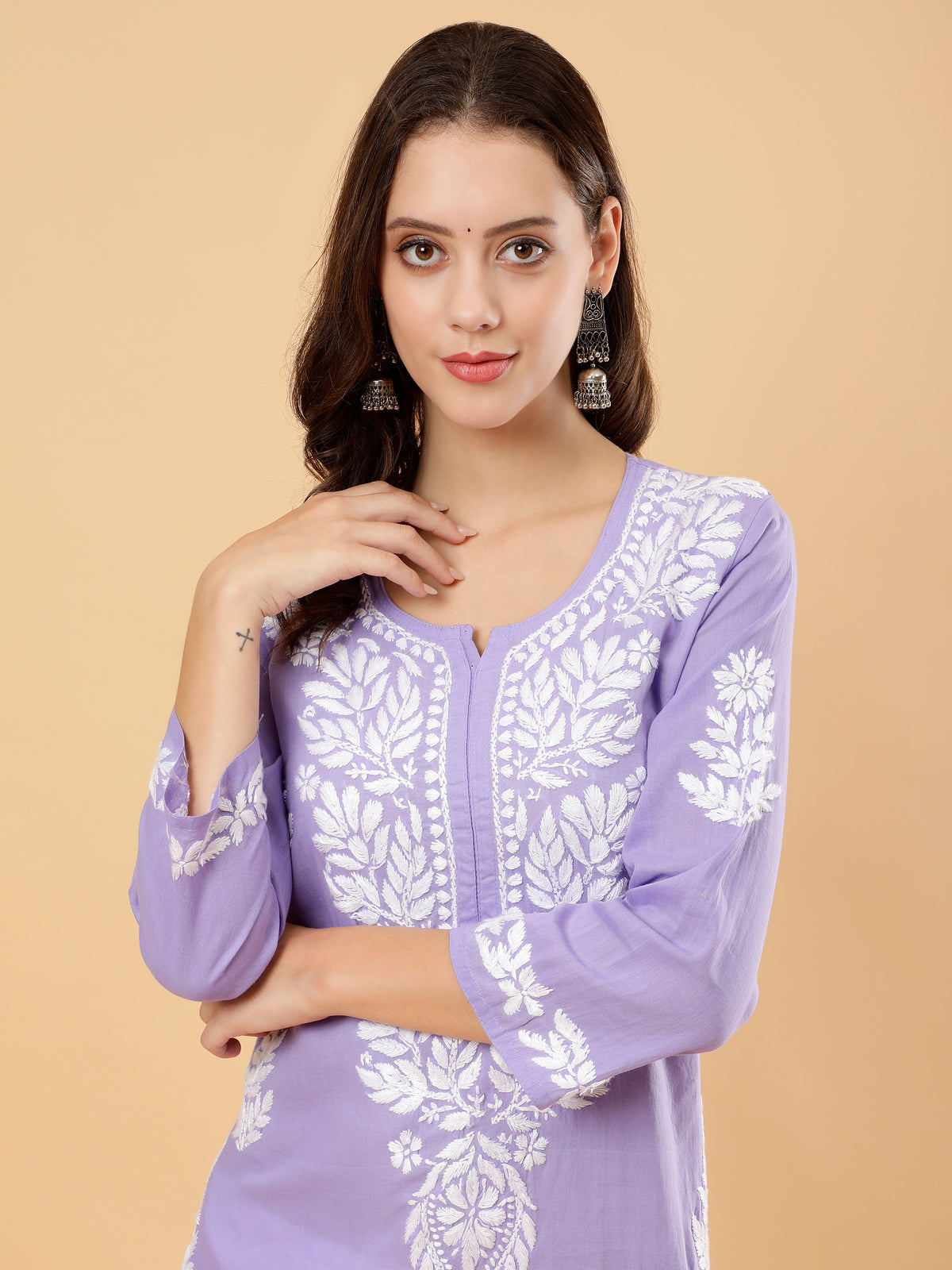 Kiara Cotton Kurti- Lavender