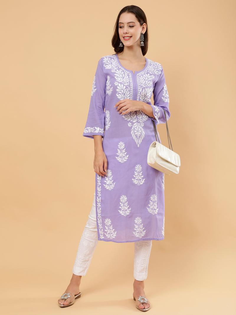 Kiara Cotton Kurti- Lavender