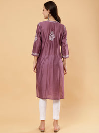 Afsana Chanderi Cotton Kurti- Purple