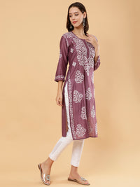 Afsana Chanderi Cotton Kurti- Purple