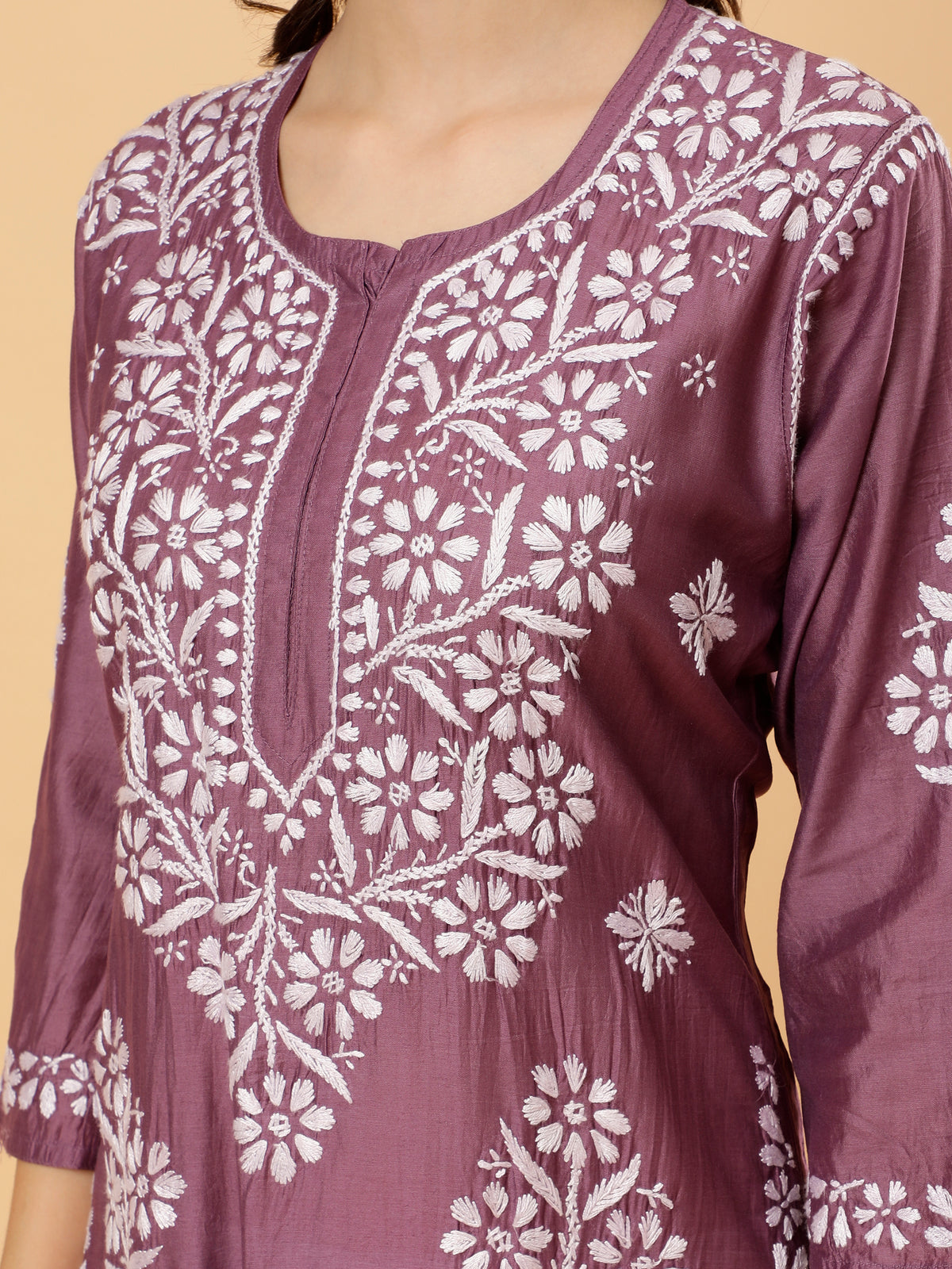 Afsana Chanderi Cotton Kurti- Purple