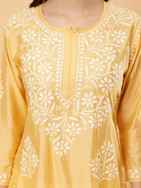 Afsana Chanderi Cotton Kurti- Yellow