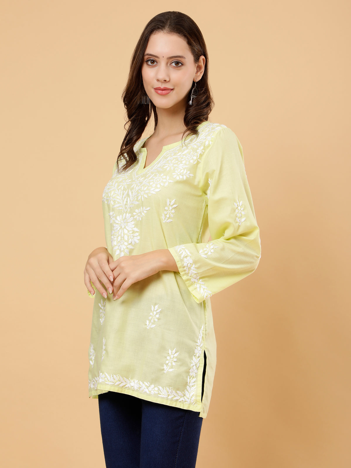 Aarna Cotton Short Kurti- Green