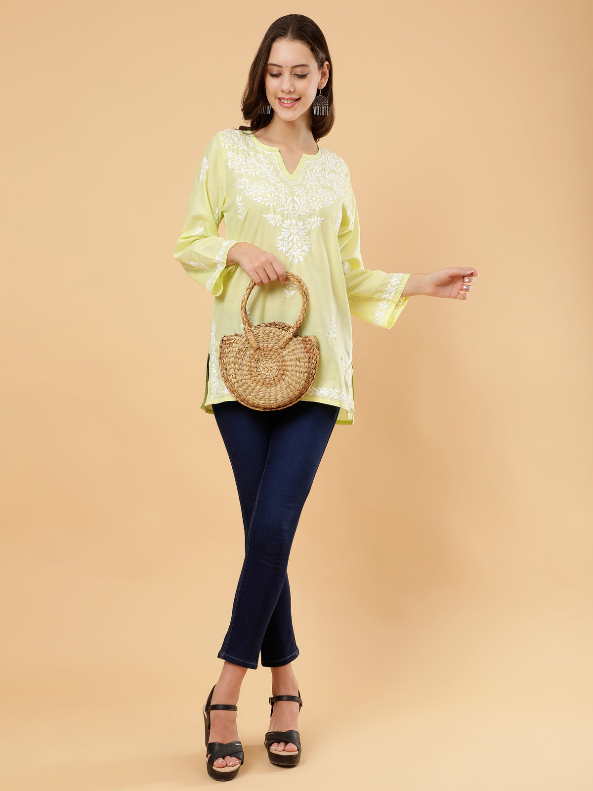 Aarna Cotton Short Kurti- Green