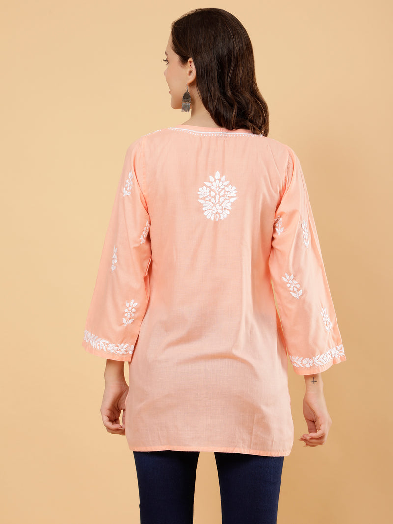 Aarna Cotton Short Kurti- Peach