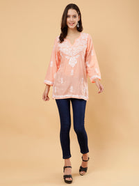 Aarna Cotton Short Kurti- Peach