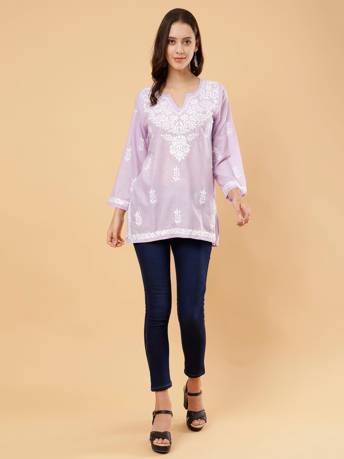 Aarna Cotton Short Kurti- Lavender