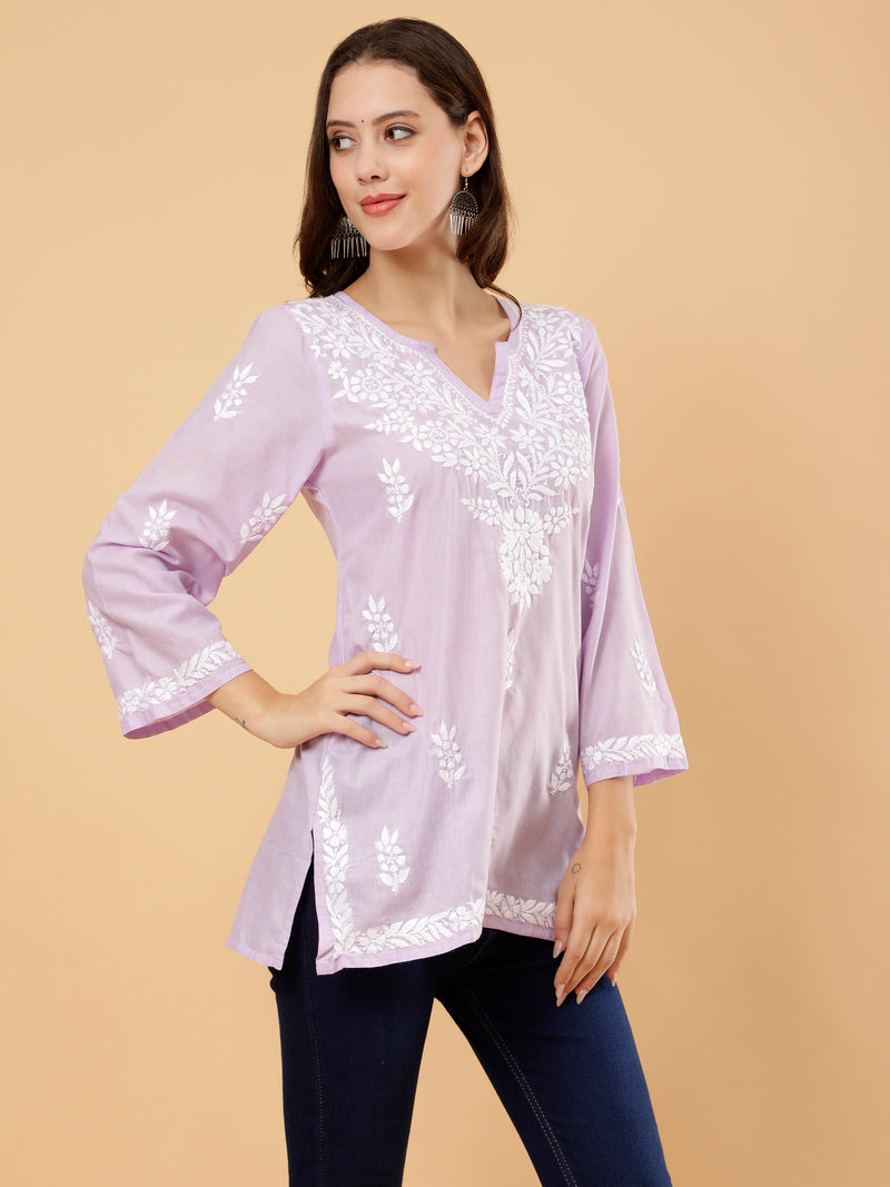 Aarna Cotton Short Kurti- Lavender