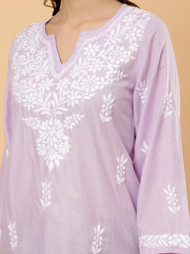 Aarna Cotton Short Kurti- Lavender