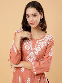 Aditi Rayon Cotton Short Kurti- Rust