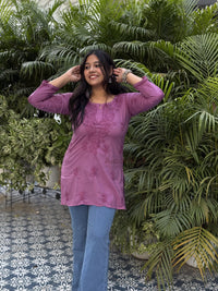 Riya Mulmul Cotton Short Kurti- Purple