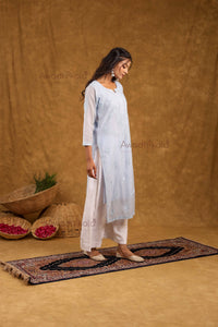 Trisha Chanderi Cotton Kurti- Blue