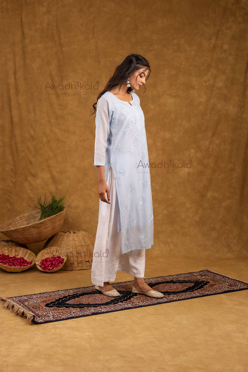 Trisha Chanderi Cotton Kurti- Blue
