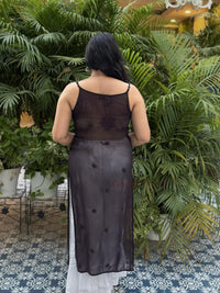 Krisha Viscose Georgette Strap Kurti- Brown