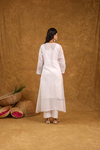Anira Kota Angrakha Style Kurti- White