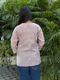 Ira Chanderi Cotton Short Kurti- Pink