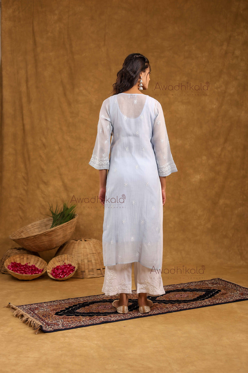 Akira Pure Mulmul Chanderi Kurti- Blue
