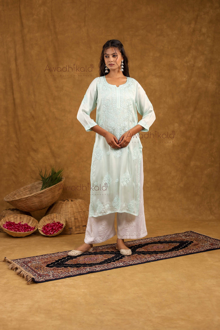 Inayat Modal Satin Kurti- Mint Green