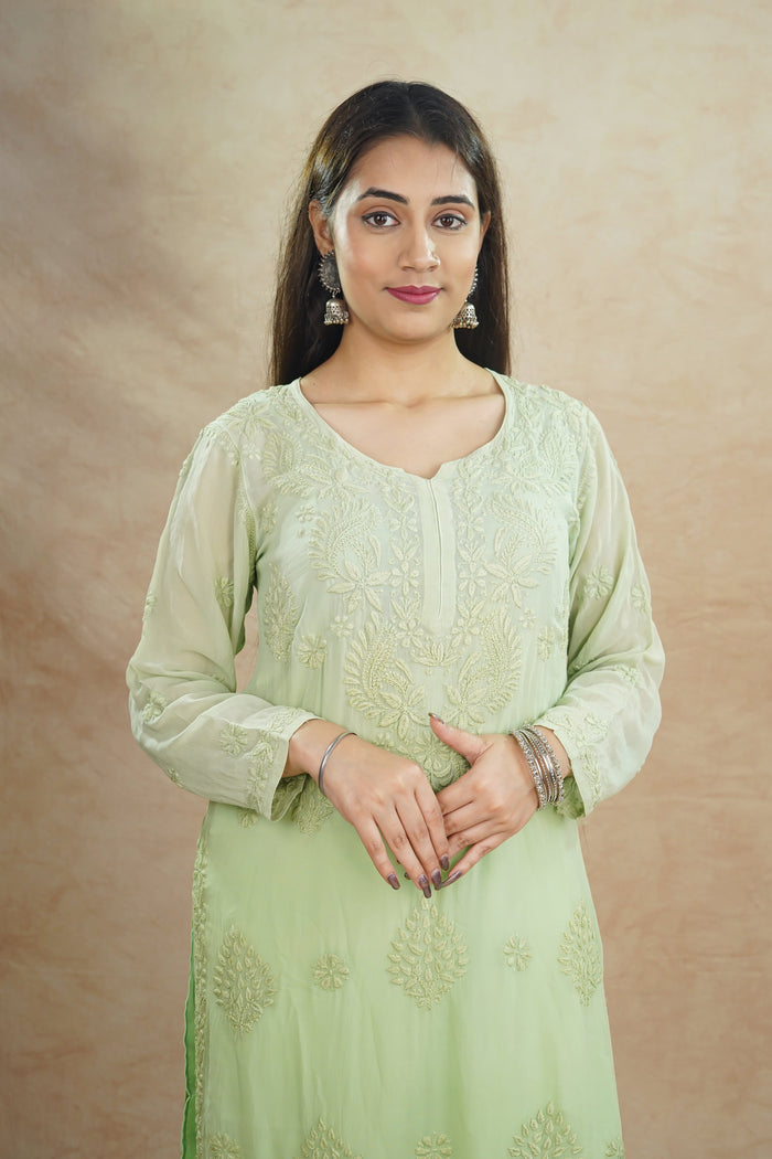 Ruhi Viscose Georgette Kurti- Green