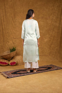 Inayat Modal Satin Kurti- Mint Green