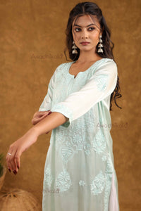 Inayat Modal Satin Kurti- Mint Green