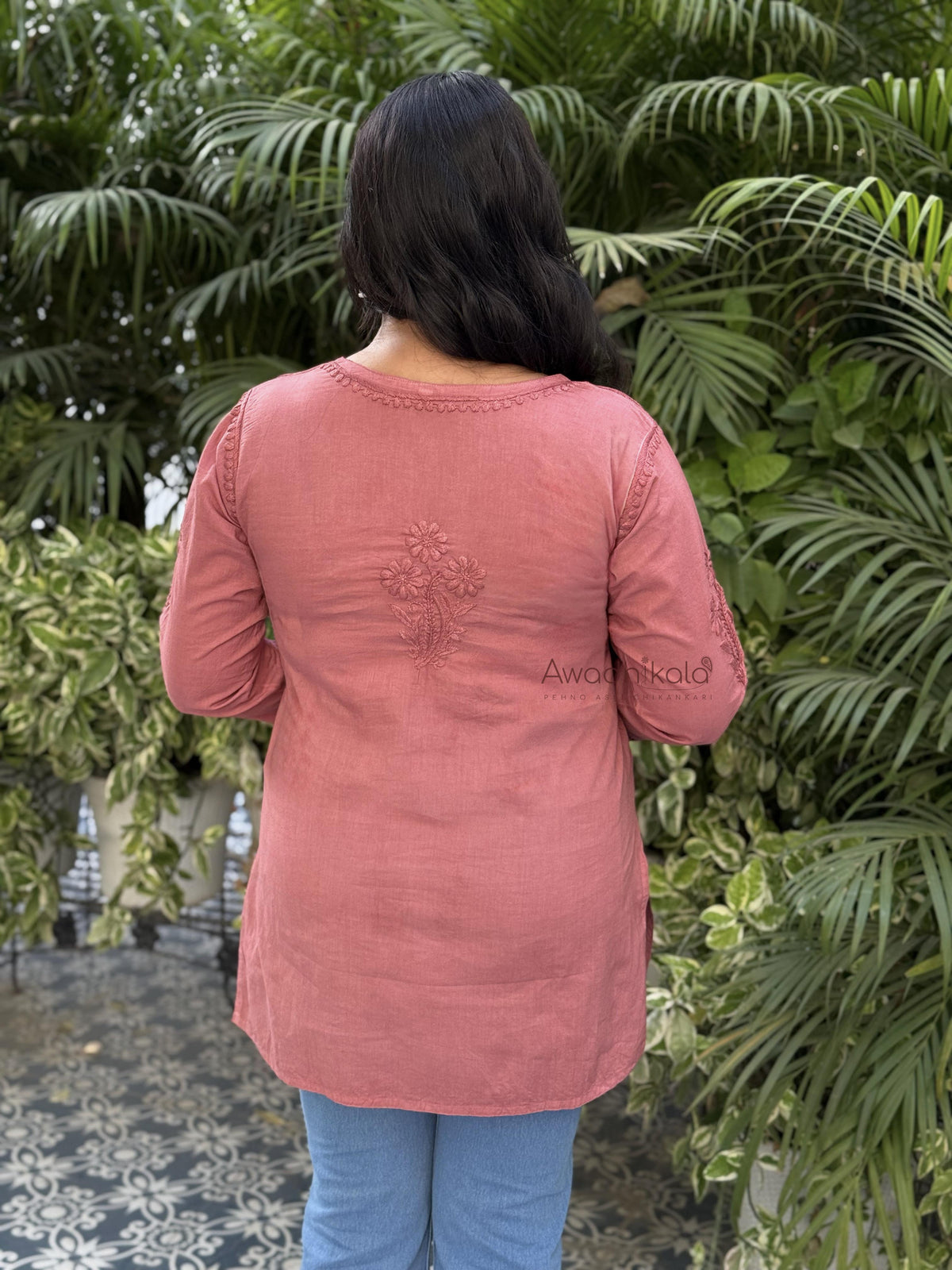 Riya Mulmul Cotton Short Kurti- Pink