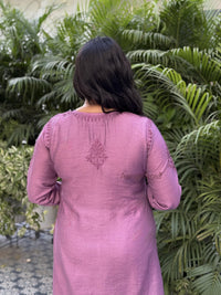 Elina Chanderi Cotton Kurti- Purple
