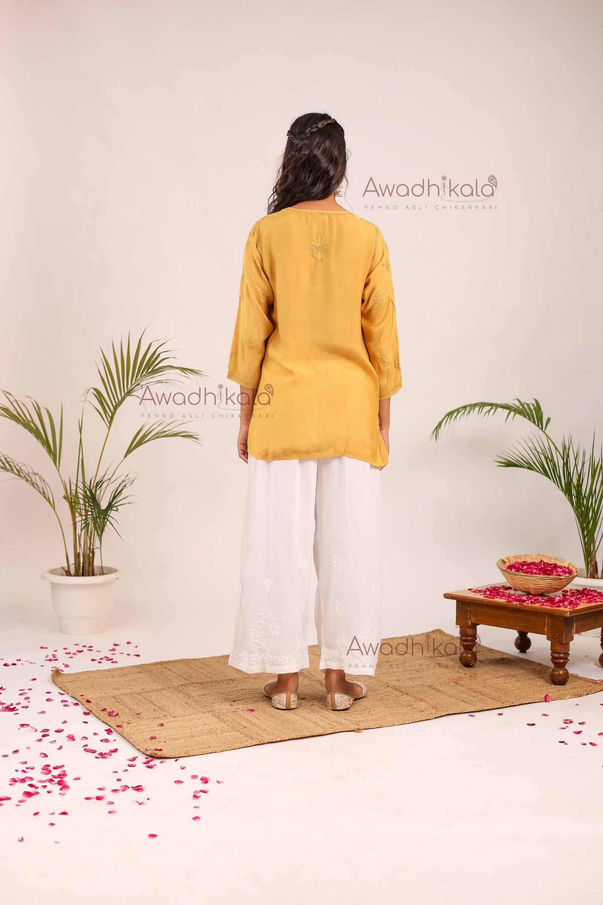 Rhea Muslin Short Kurti- Mustard