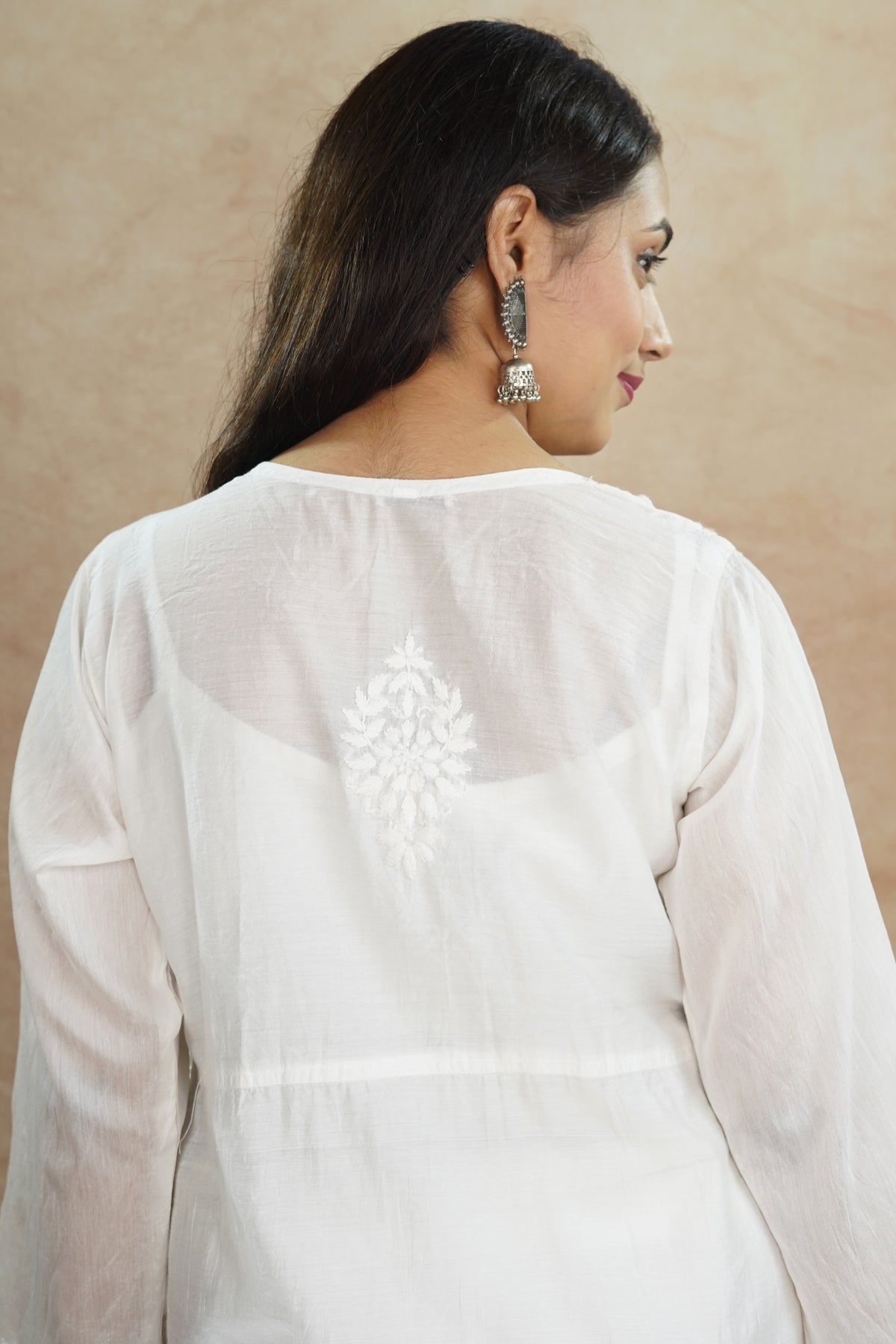 Shifaq Chanderi Cotton Angrakha- White