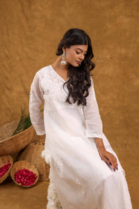 Anira Kota Angrakha Style Kurti- White