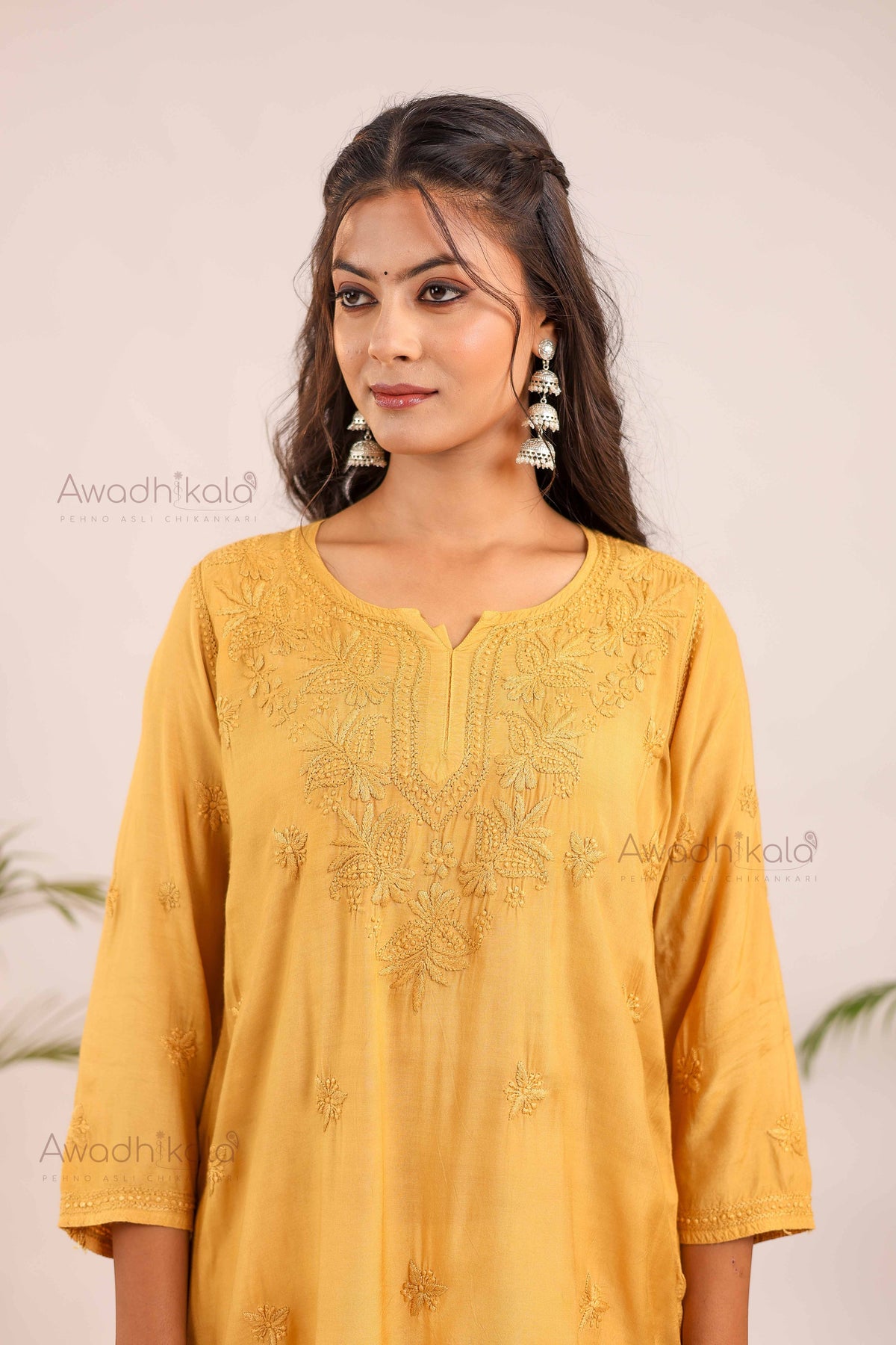 Rhea Muslin Short Kurti- Mustard