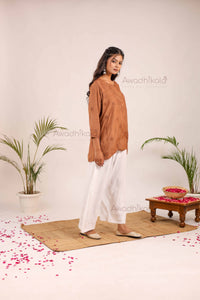 Rhea Muslin Short Kurti- Brown