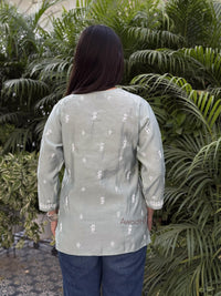 Ira Chanderi Cotton Short Kurti- Green