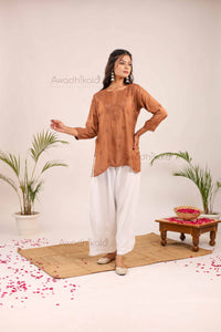 Rhea Muslin Short Kurti- Brown